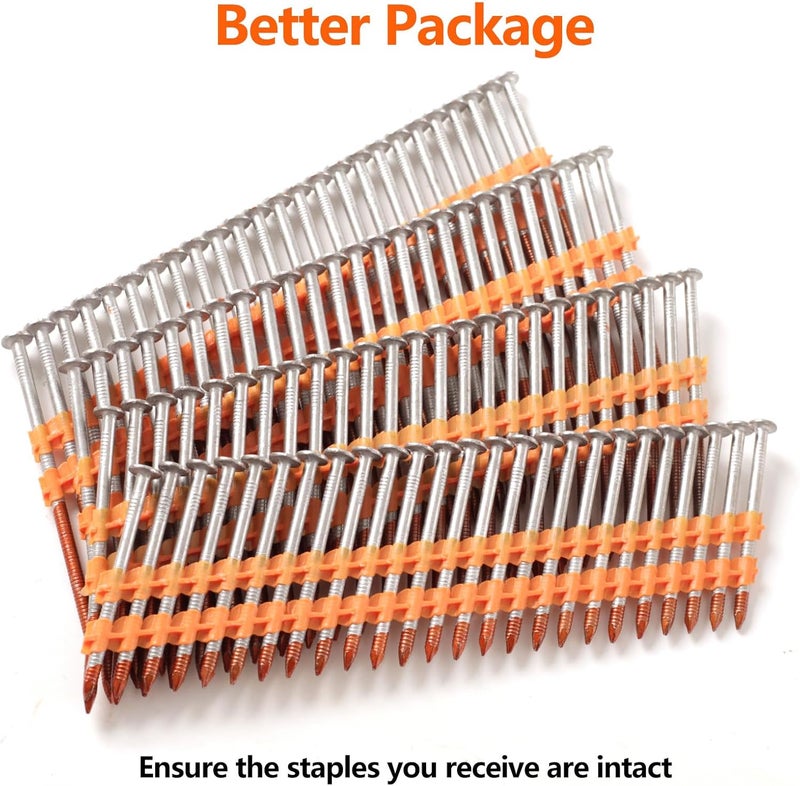 SITLDY 21 Degree Framing Nails 1000 Count, 3-Inch x .12“ Ring Shank, Full Round Head Hot Dipped Galvanized, for Pneumatic Electric 20 to 22 Degree Framing Nailer - Image 3
